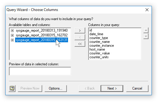 Excel Select SysGauge Report